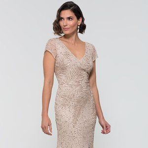 Adrianna Papell Biscotti Beaded Gown - sz 14 - NWT